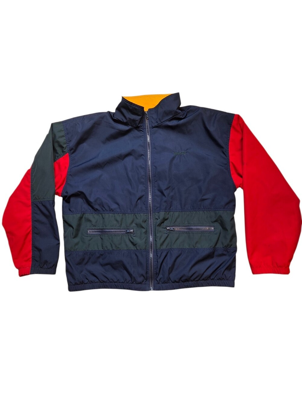 Vintage Men's Colorblock Coca Cola Windbreaker Blue Red XL